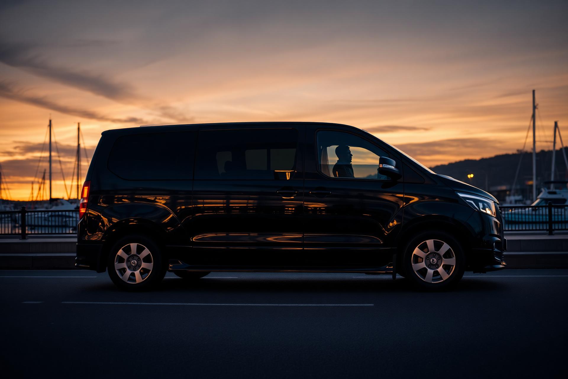 My Driver Transport chauffeured van at Newcastle harbour